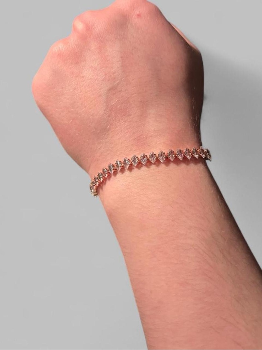 18K Rose Gold Filled Marquise CZ Adjustable Bolo Bracelet